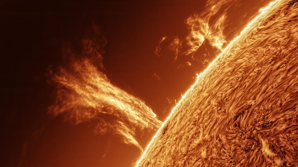  Fiery swirls of plasma on the sun's surface. 