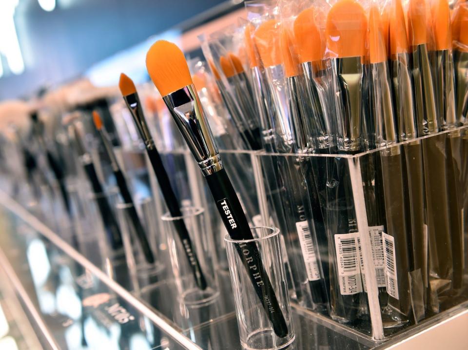 Morphe makeup brushes at the brand's store in Las Vegas, Nevada on June 16, 2018.