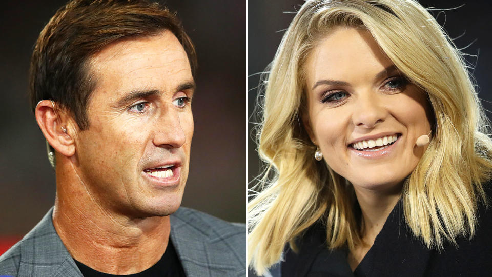 Andrew Johns and Erin Molan, pictured here in commentary for Channel Nine.