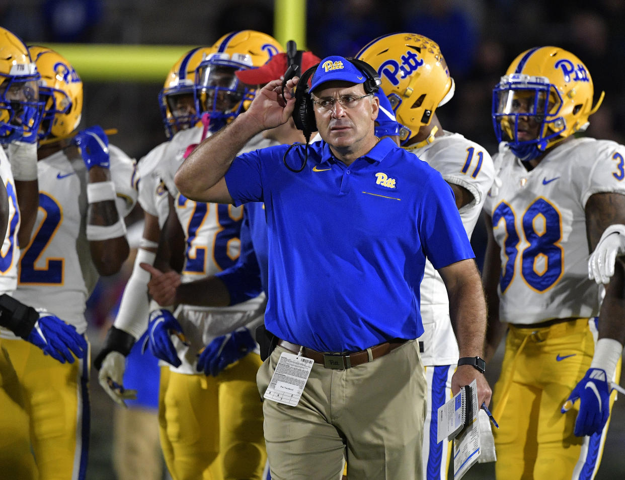DURHAM, NORTH CAROLINA - OCTOBER 05: Head coach Pat Narduzzi of the Pittsburgh Panthers  during their game against the Duke Blue Devils at Wallace Wade Stadium on October 05, 2019 in Durham, North Carolina. Pittsburgh won 33-30. (Photo by Grant Halverson/Getty Images)