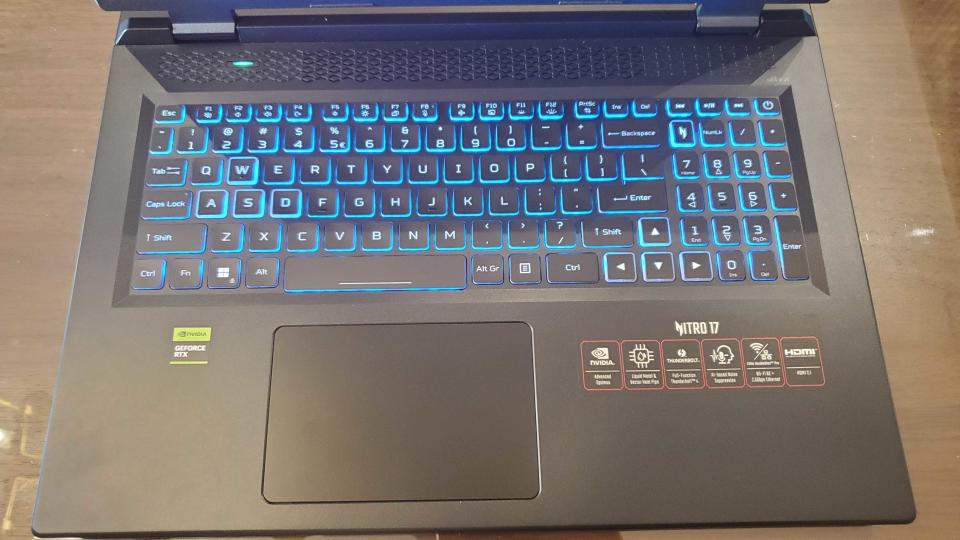 black gaming laptop with rgb lit keyboard