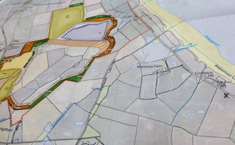 Map of the proposed Highthorn open cast site mining site in Northumberland