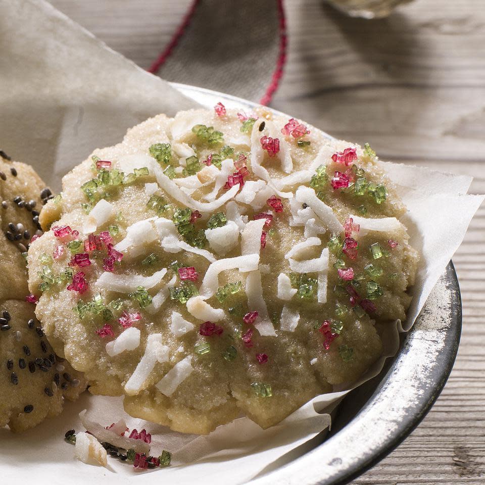 Christmas Sugar Cookie Thins with Coconut