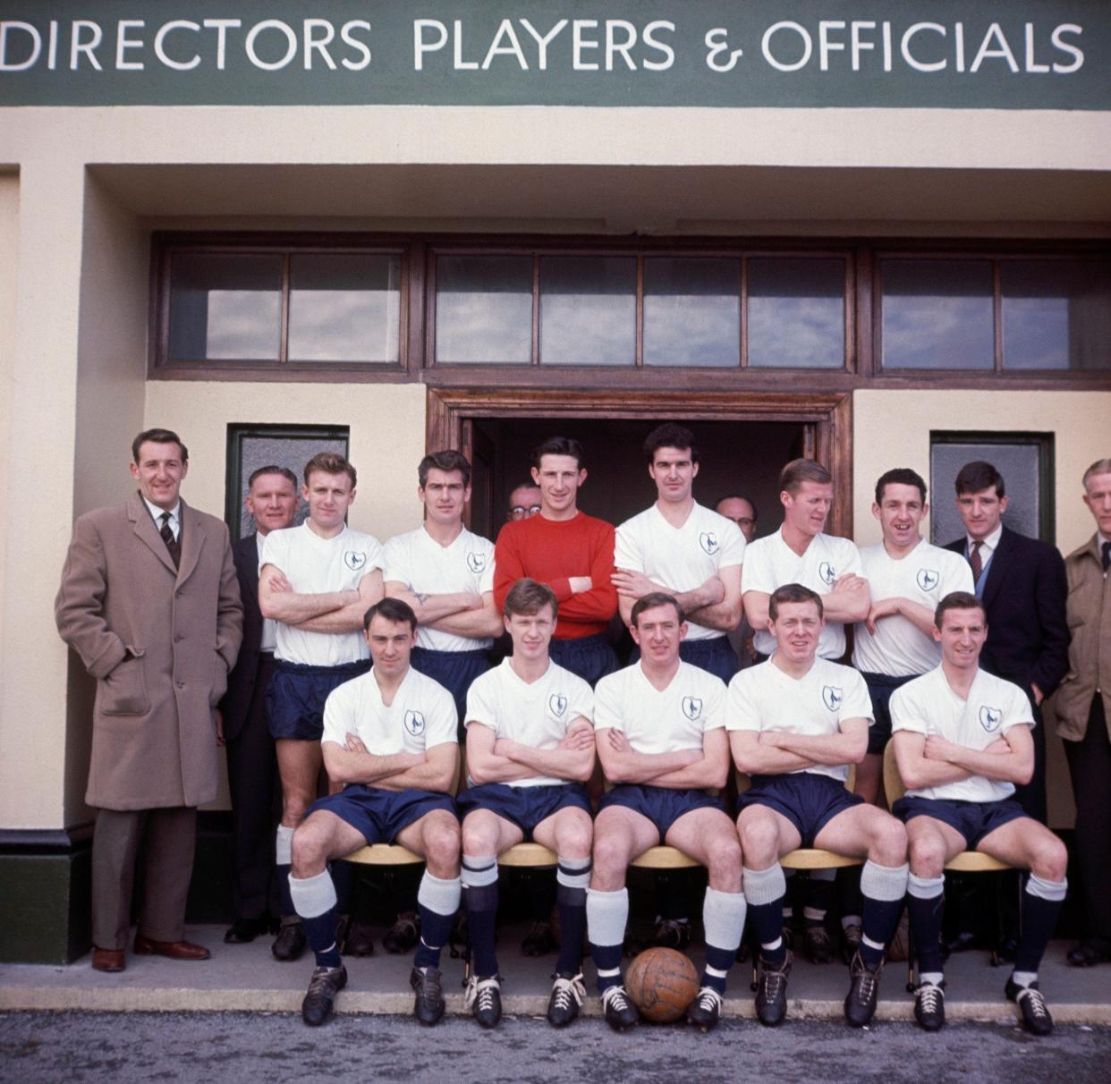 Medwin, second left, rear, with the Spurs team in 1962: the manager Bill Nicholson is behind Medwin's right shoulder