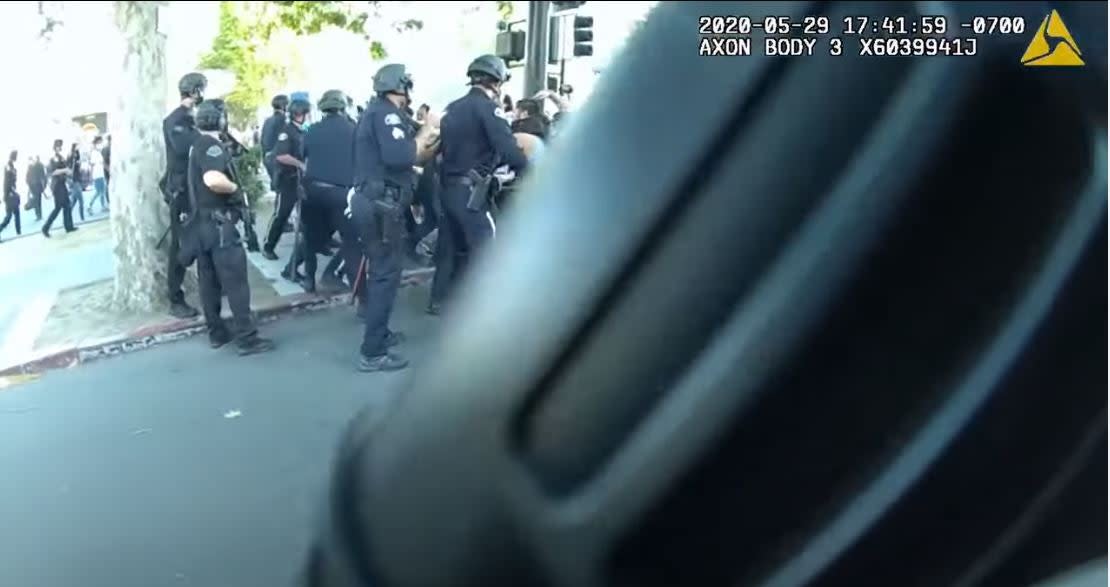 Police body camera footage from a George Floyd protest in San Jose, California (San Jose Police Department)