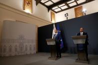 PM Abela and Finance Minister Caruana hold a news conference, in Valletta