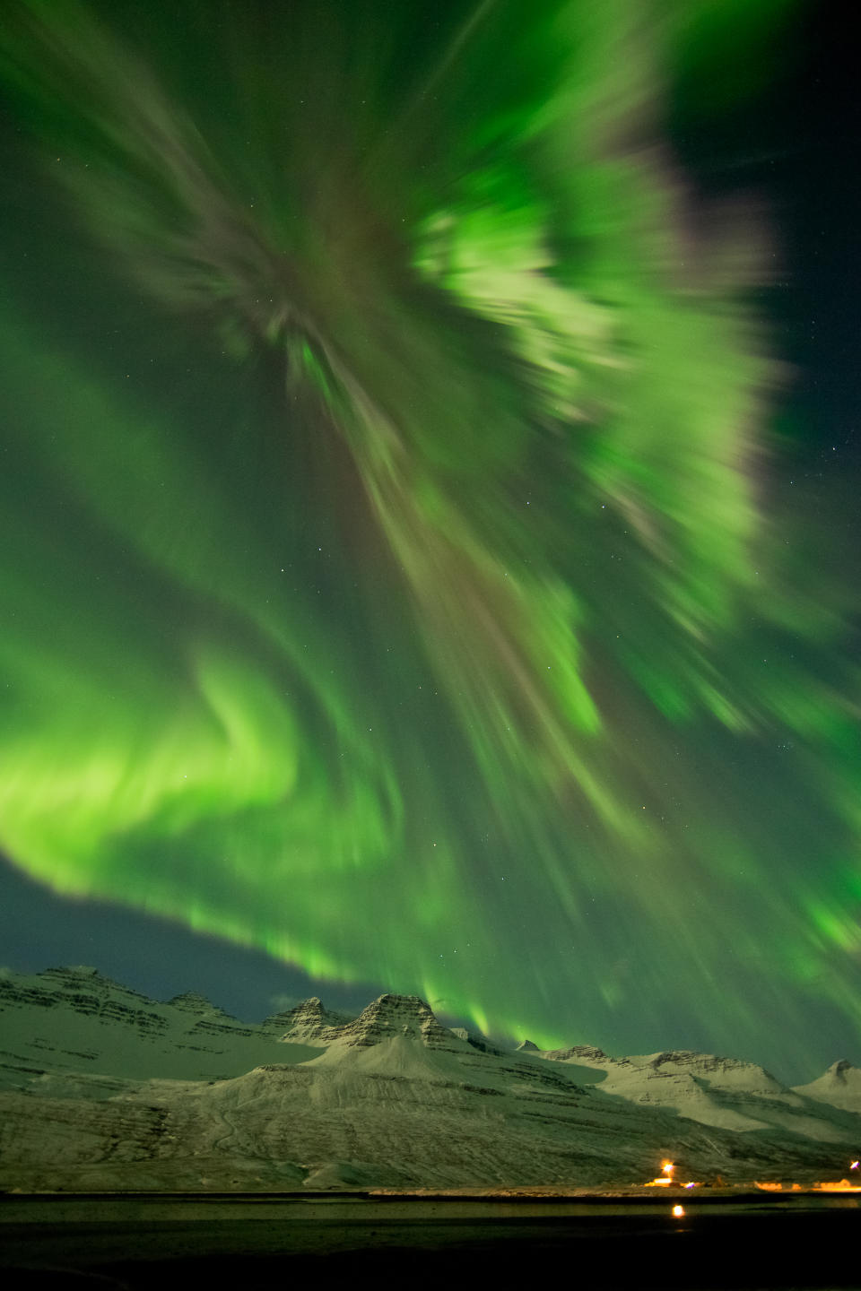 Aurora Over Iceland Fjord