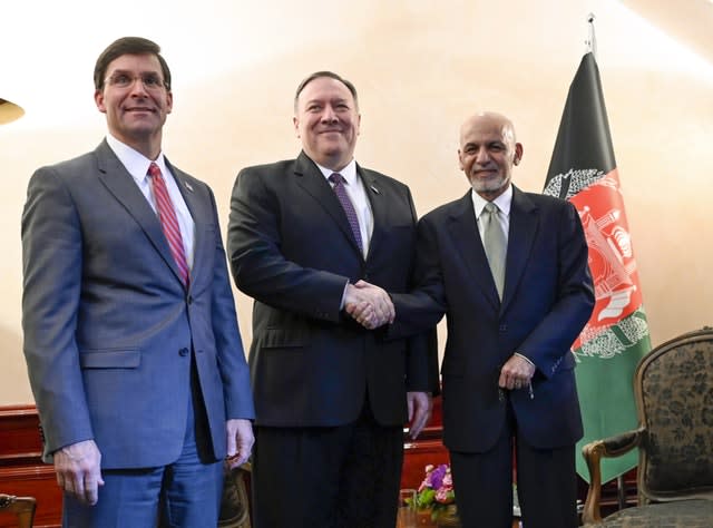 Mark Esper, Mike Pompeo and Ashraf Ghani