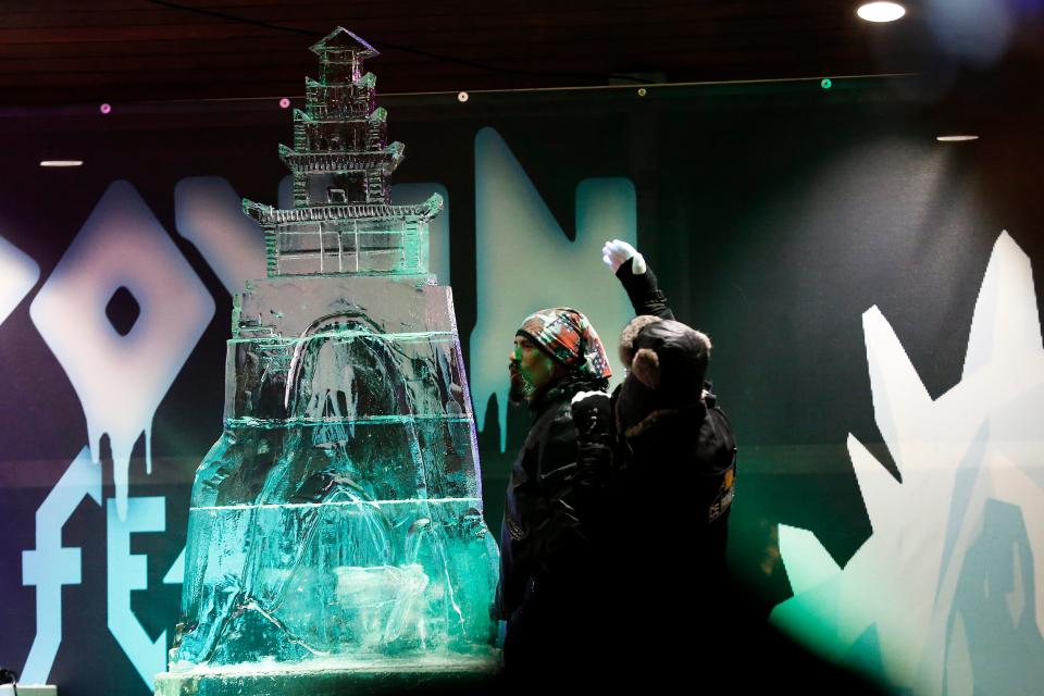 The "Big Reveal" moment from the 2020 Meltdown Winter Ice Festival was a hit with attendees.