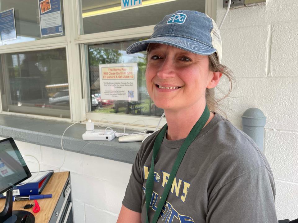 Michelle Ranvek, Karns Lions Club Community Pool manager, is happy knowing the lifeguard stations are fully staffed for this season. June 5, 2023.