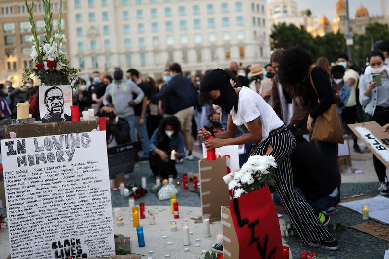 Candlelit vigil for George Floyd, at Catalunya square in Barcelona