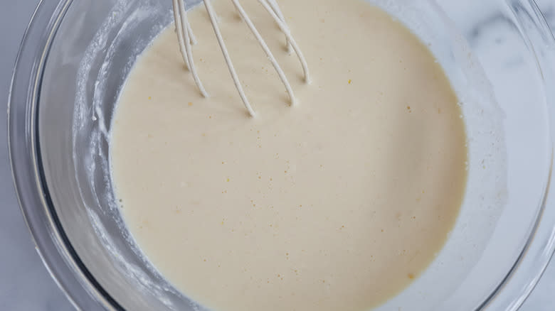 wet pancake ingredients in bowl