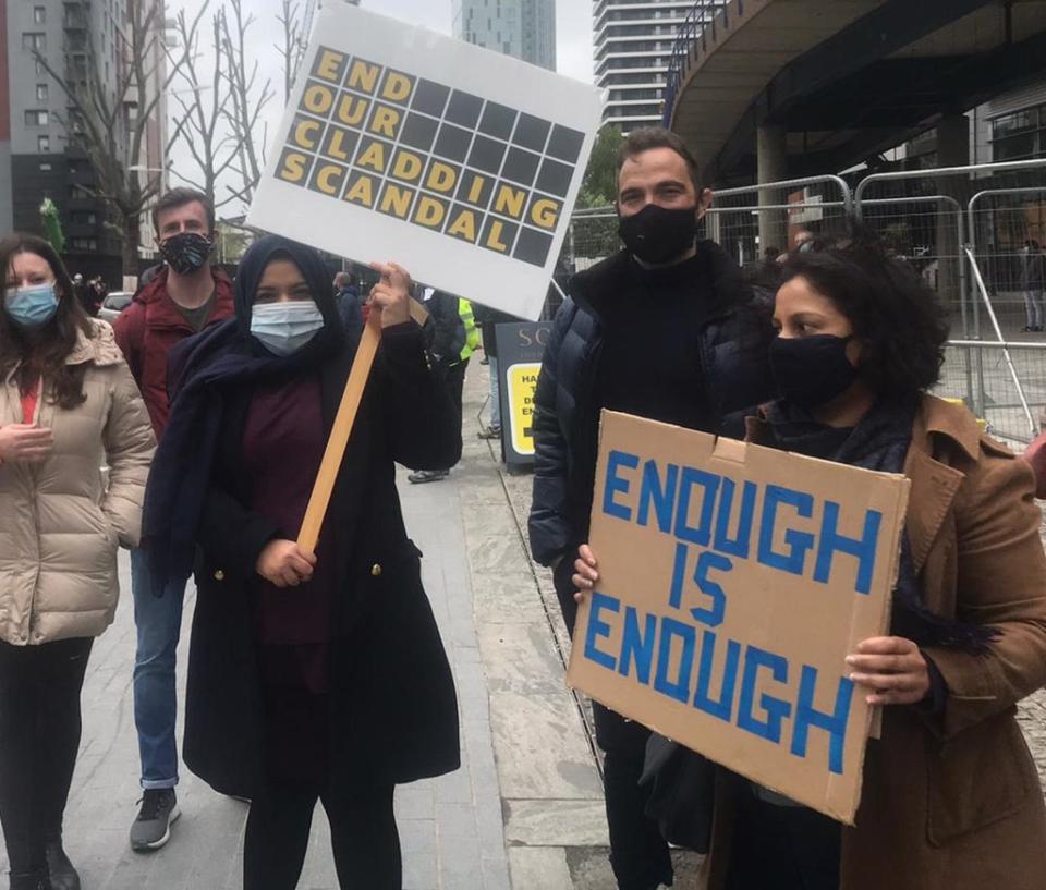 Leaseholders take part in a demonstration in London to demand an end to the “cladding scandal” (Harry Scoffin/PA) (PA Media)