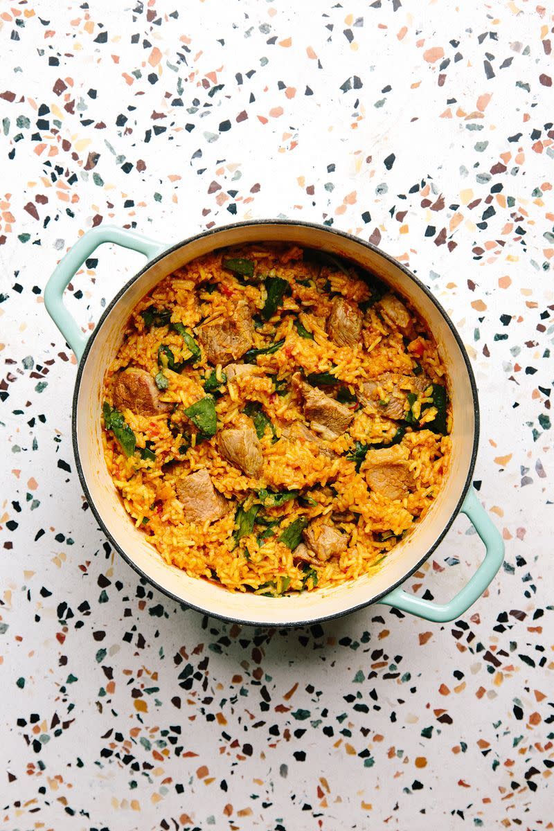 <p>Lamb biryani is such a gorgeous, and fragrant Indian dish filled with tender bits of <a href="https://www.delish.com/uk/cooking/recipes/a29577698/lamb-rogan-josh/" rel="nofollow noopener" target="_blank" data-ylk="slk:lamb;elm:context_link;itc:0;sec:content-canvas" class="link ">lamb</a>, fluffy rice and spices. This great one-pot version is from The Hungerpots Cookbook, and although it's not strictly traditional, it's absolutely the easiest one we've ever made.</p><p>Get the <a href="https://www.delish.com/uk/cooking/recipes/a30295014/lamb-biryani/" rel="nofollow noopener" target="_blank" data-ylk="slk:Lamb Biryani;elm:context_link;itc:0;sec:content-canvas" class="link ">Lamb Biryani</a> recipe</p>