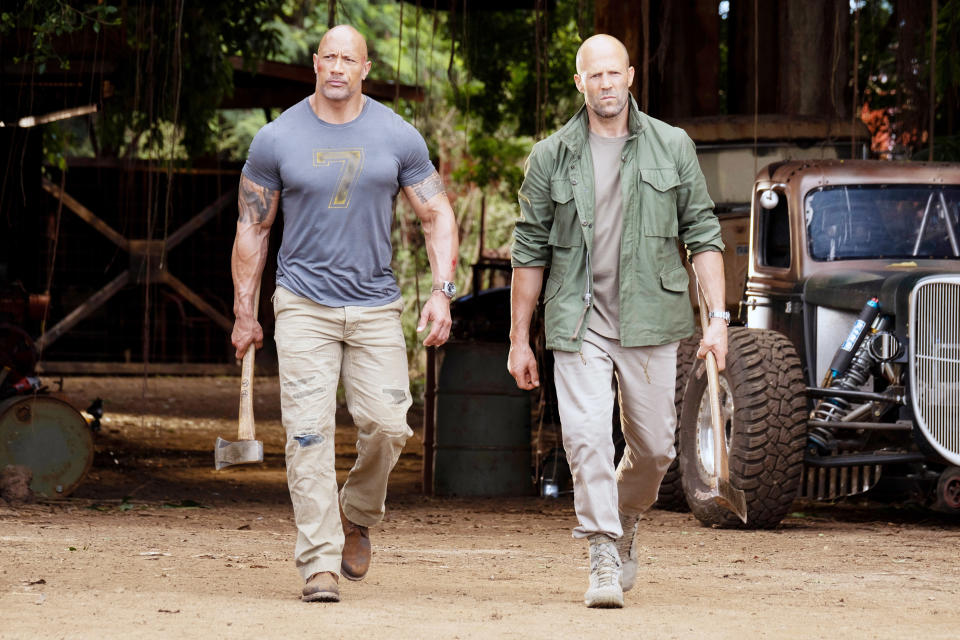 Hobbs (Johnson) and Shaw (Jason Statham) in 'Fast & Furious Presents: Hobbs & Shaw' (Photo: Universal/Courtesy Everett Collection)