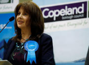 Conservative Party candidate Trudy Harrison makes a speech after winning the Copeland by-election in Whitehaven, Britain, February 24, 2017. REUTERS/Phil Noble