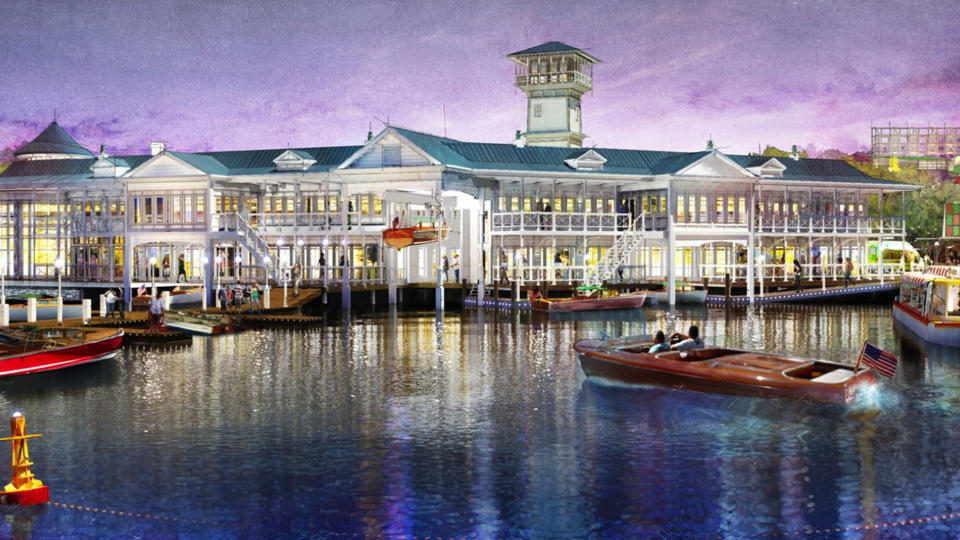 LAKE BUENA VISTA, Fla., March 12, 2013 – Inviting and infused with character, Disney Springs will feature four outdoor neighborhoods including The Landing (as shown in this conceptual rendering) which offers inspired dining, retail and beautiful waterfront views.