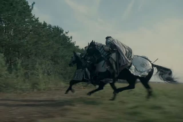 <p>Max/Youtube</p> Ser Criston Cole (Fabien Frankel) rides into battle in 'House of the Dragon' season 2