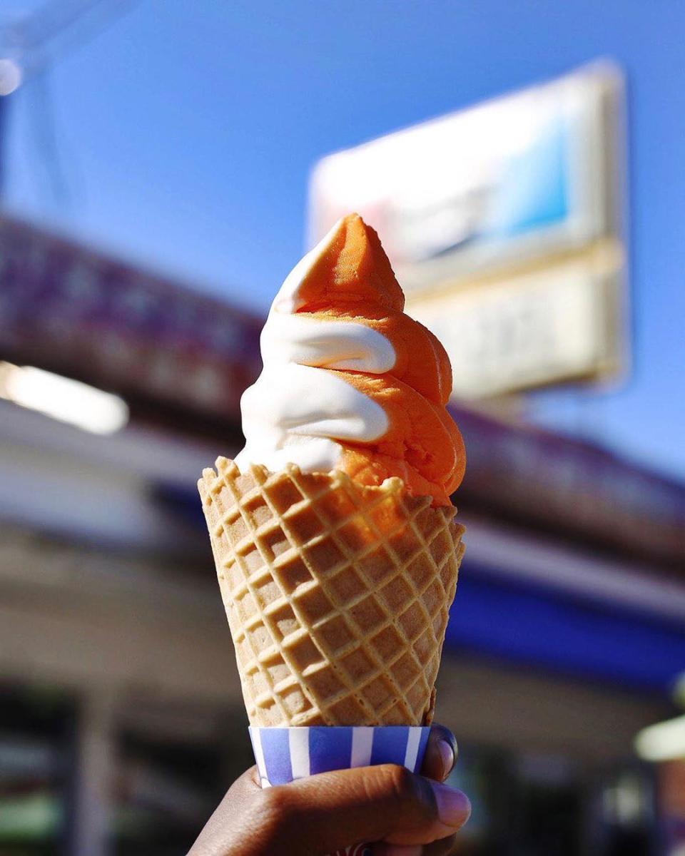 Vanilla Orange Swirl Soft Serve at Dairy Del.