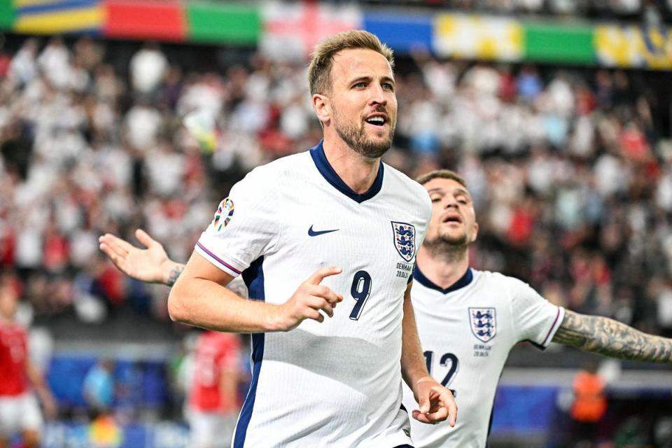 Harry Kane scored against Denmark at Euro 2024 (AFP via Getty Images)