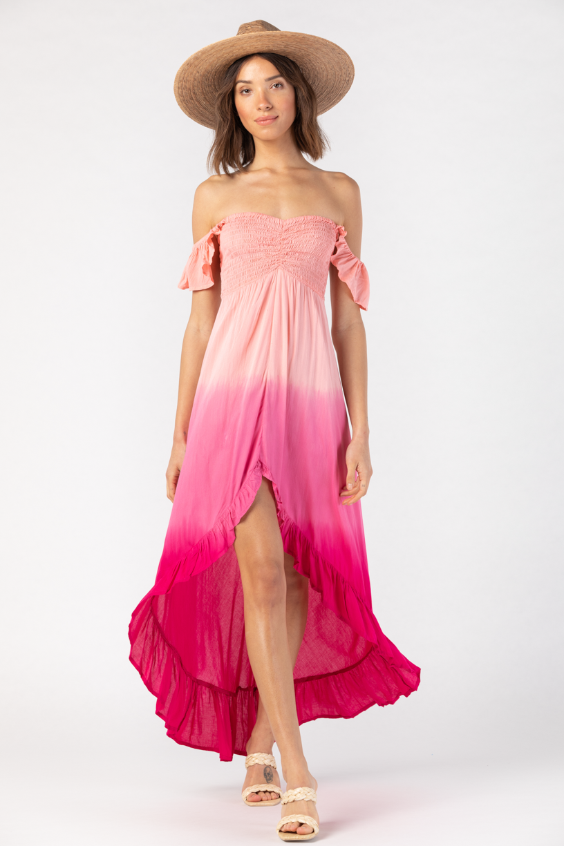 The Brooklyn Maxi Dress in Peach Ruby Gradasi.