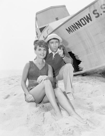 Gilligan's Island cast members, from left, Dawn Wells and Bob Denver appearing in the pilot episode.