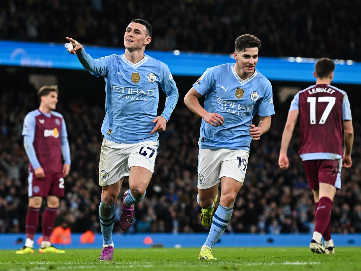 Phil Foden’s hat-trick earned Man City a crucial win over Aston Villa (AFP via Getty Images)