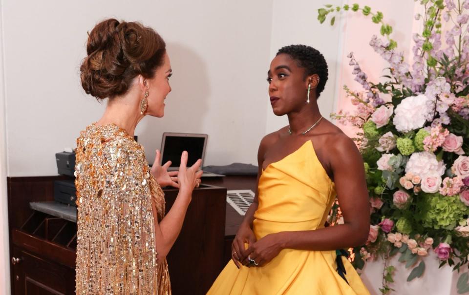 The Duchess of Cambridge in animated conversation with Lashana Lynch - Chris Jackson 