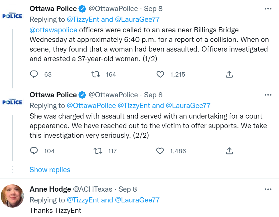 When TikToker Michael McWhorter posted a video to Twitter in hopes of identifying the attacker of a Canadian woman, police in Ottowa were quick to reply that they had made an arrest and charges had been filed.