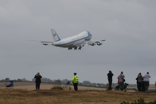 Air Force One takes off from Prestwick Airport in Ayrshire for Finland, which the president reportedly believed was part of Russia (Andrew Milligan/PA)