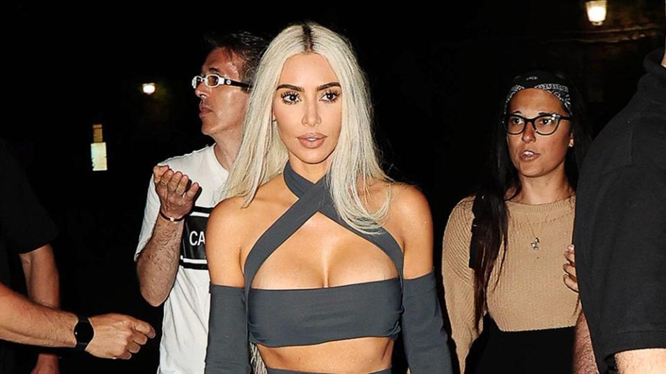 <p>Also on hand: Kim Kardashian, keeping her blonde streak going.</p>