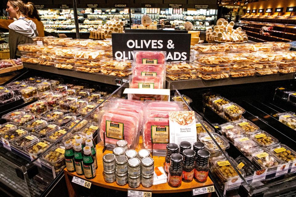 The olives section of Delaware's first Wegmans is shown during a sneak peek tour at Barley Mill Plaza in Greenville, Monday, Oct. 24, 2022. Wegmans opens its doors to the public on Wednesday, Oct. 26, 2022.
