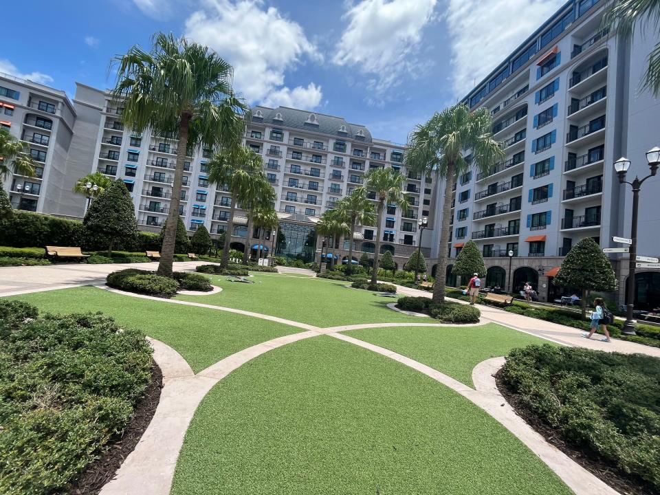 manicured lawn outside of disney's riviera resort in disney world