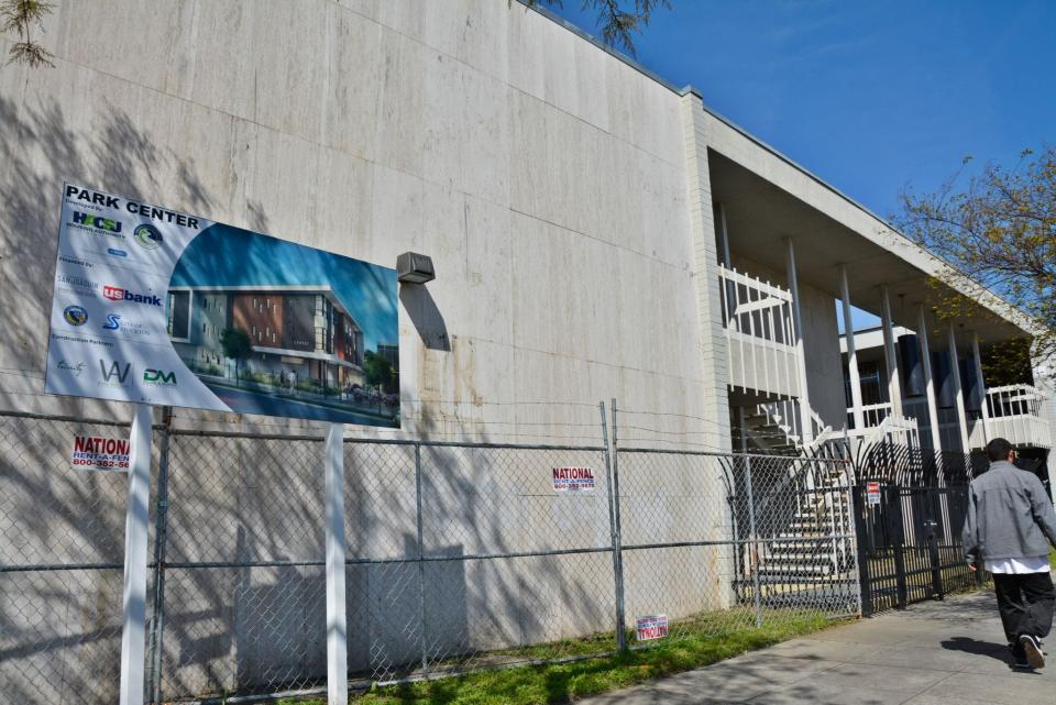 The site of Park Center Apartments, new permanent supportive housing being built for those with mental health disorders experiencing homelessness, on April 3, 2024 in Stockton, Calif.