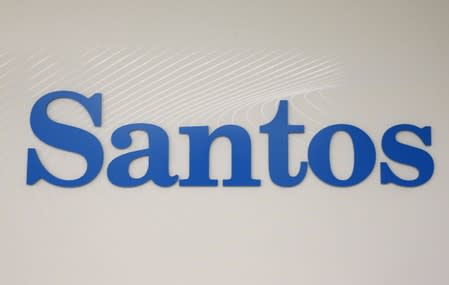 FILE PHOTO: The logo of Australian oil and gas producer Santos Ltd is pictured in Sydney