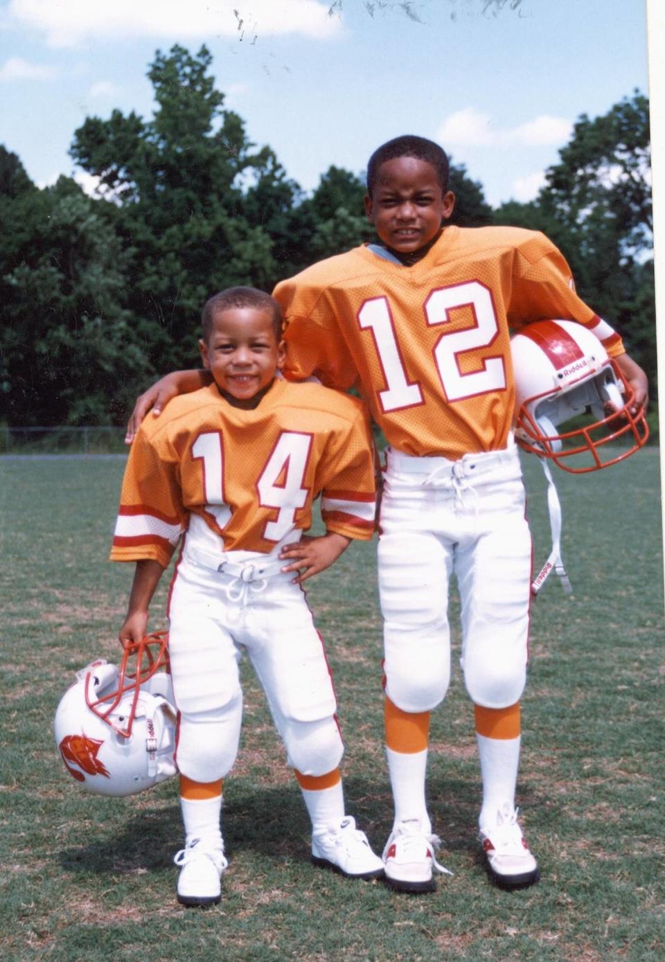 C.J. Leak and his brother Chris 1989 Park Road Buccaneers of the CYFL