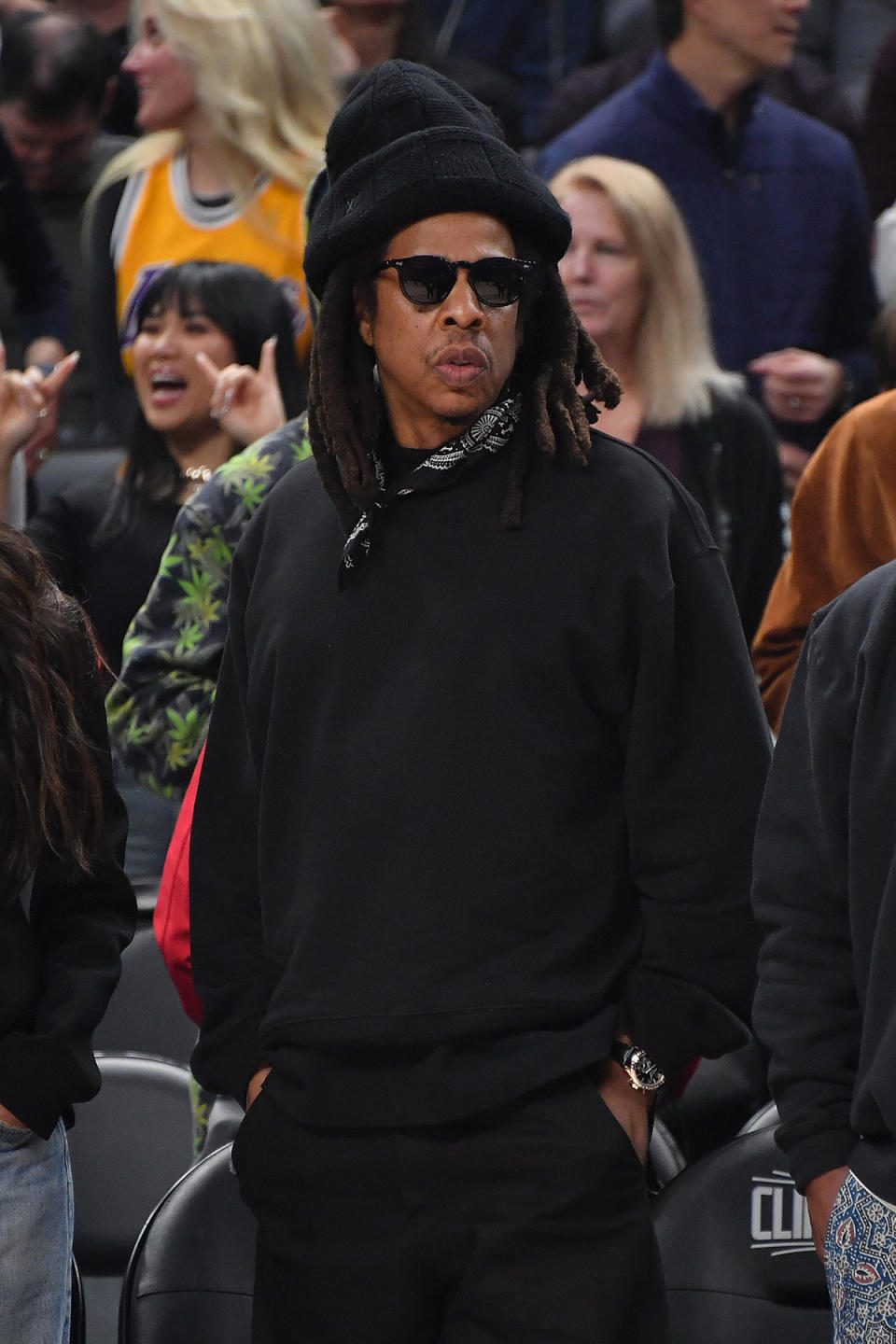Jay-Z attends Los Clippers vs. Los Angeles Lakers game on February 28.