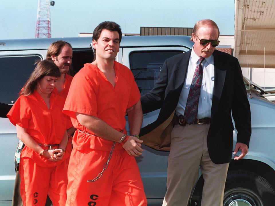 Branch Davidians members being led to court in 1993.