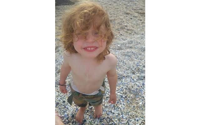 Nate on his last trip to the beach with his mum Jane. Photo: Jane Fraser