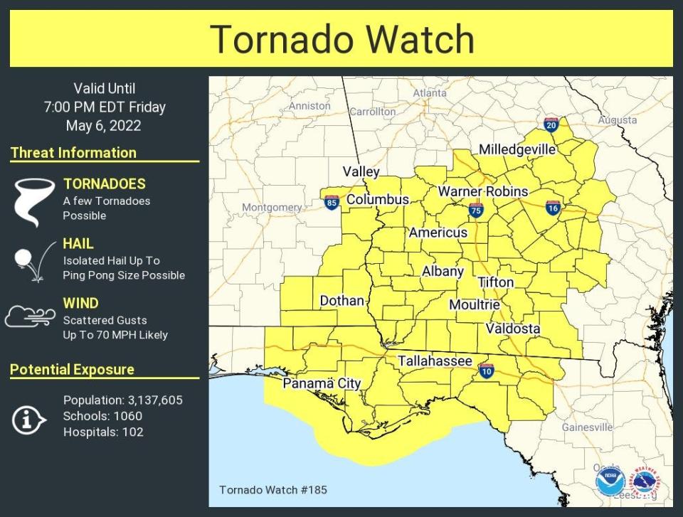 A tornado watch has been issued for Leon and surrounding counties.