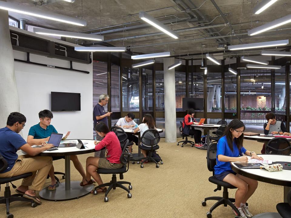 Inside a classroom at NTU.