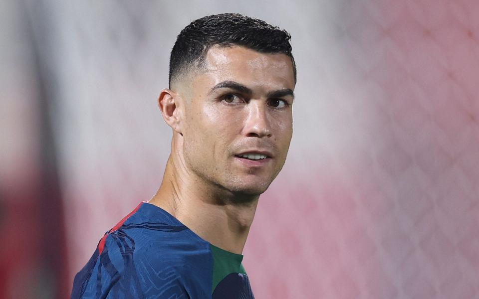 Portugal's Cristiano Ronaldo attends a training session on the eve of the FIFA World Cup Qatar 2022 group H soccer match against Ghana, at Al-Shahaniya SC Training Center, near Doha, Qatar, 23 November 2022 - JOSE SENA GOULAO/EPA-EFE/Shutterstock