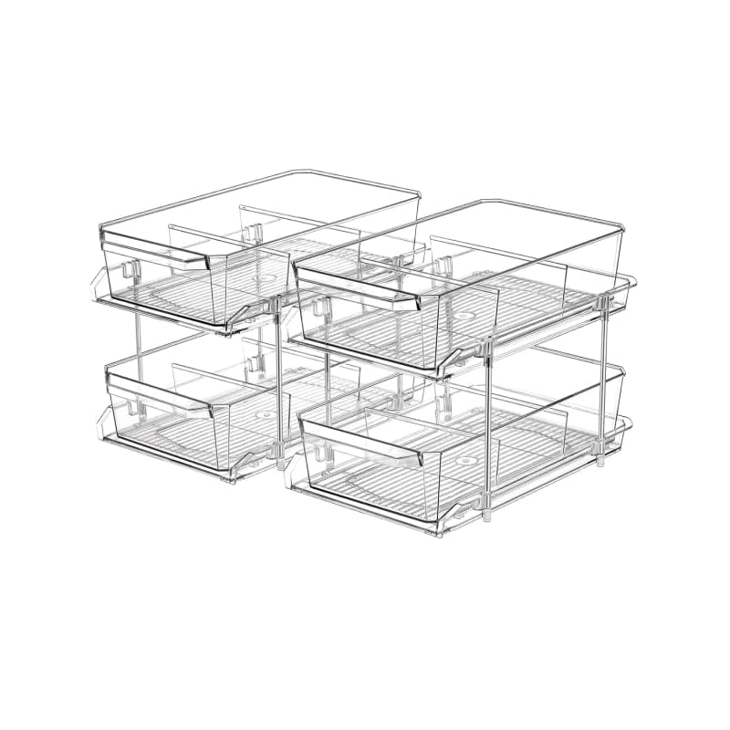 LANDNEOO 2-Tier Clear Organizer with Dividers (2-Pack)
