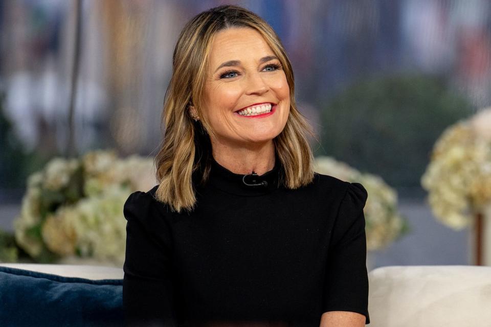 <p>Nathan Congleton/NBC via Getty</p> Savannah Guthrie is pictured on March 27, 2024 on 