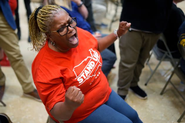 Volkswagen workers celebrated as union election results came in earlier this month.