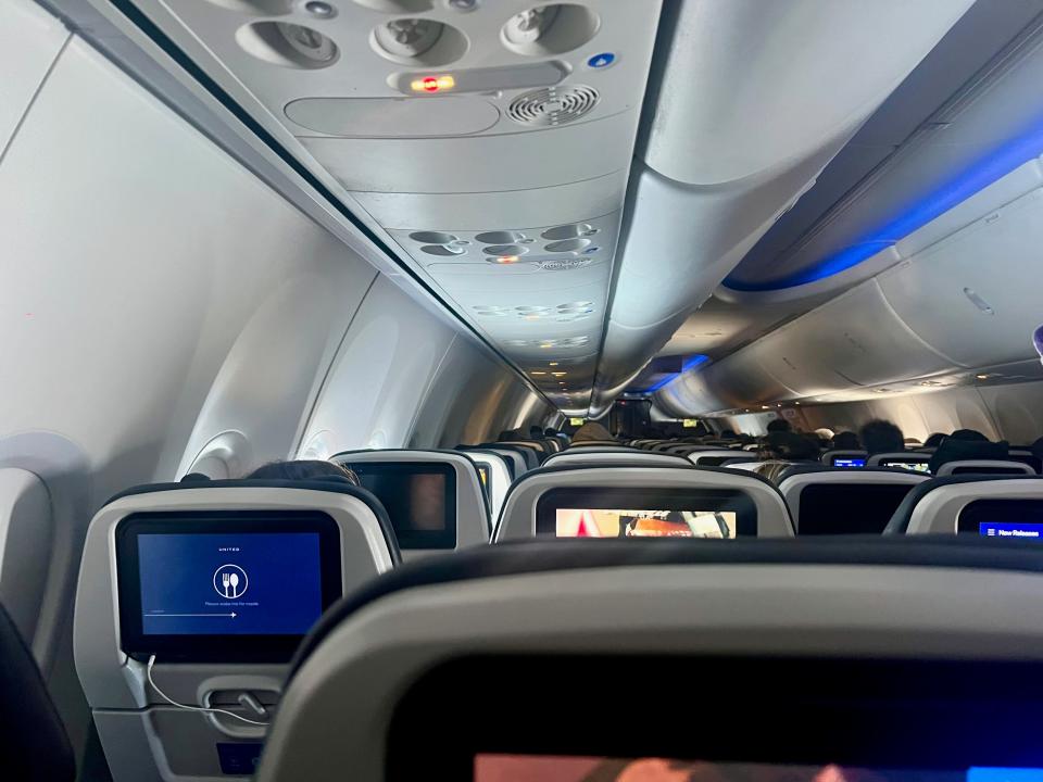 A view of the cabin from the author's middle seat.