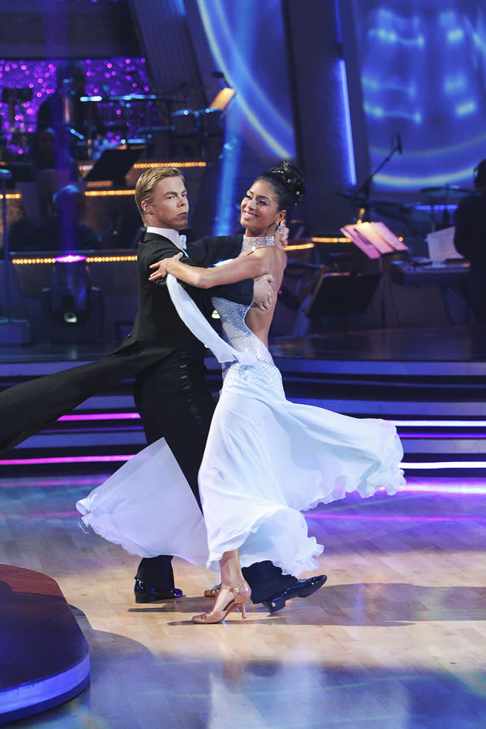 Derek Hough and Nicole Scherzinger perform a dance on the 10th season of Dancing with the Stars.