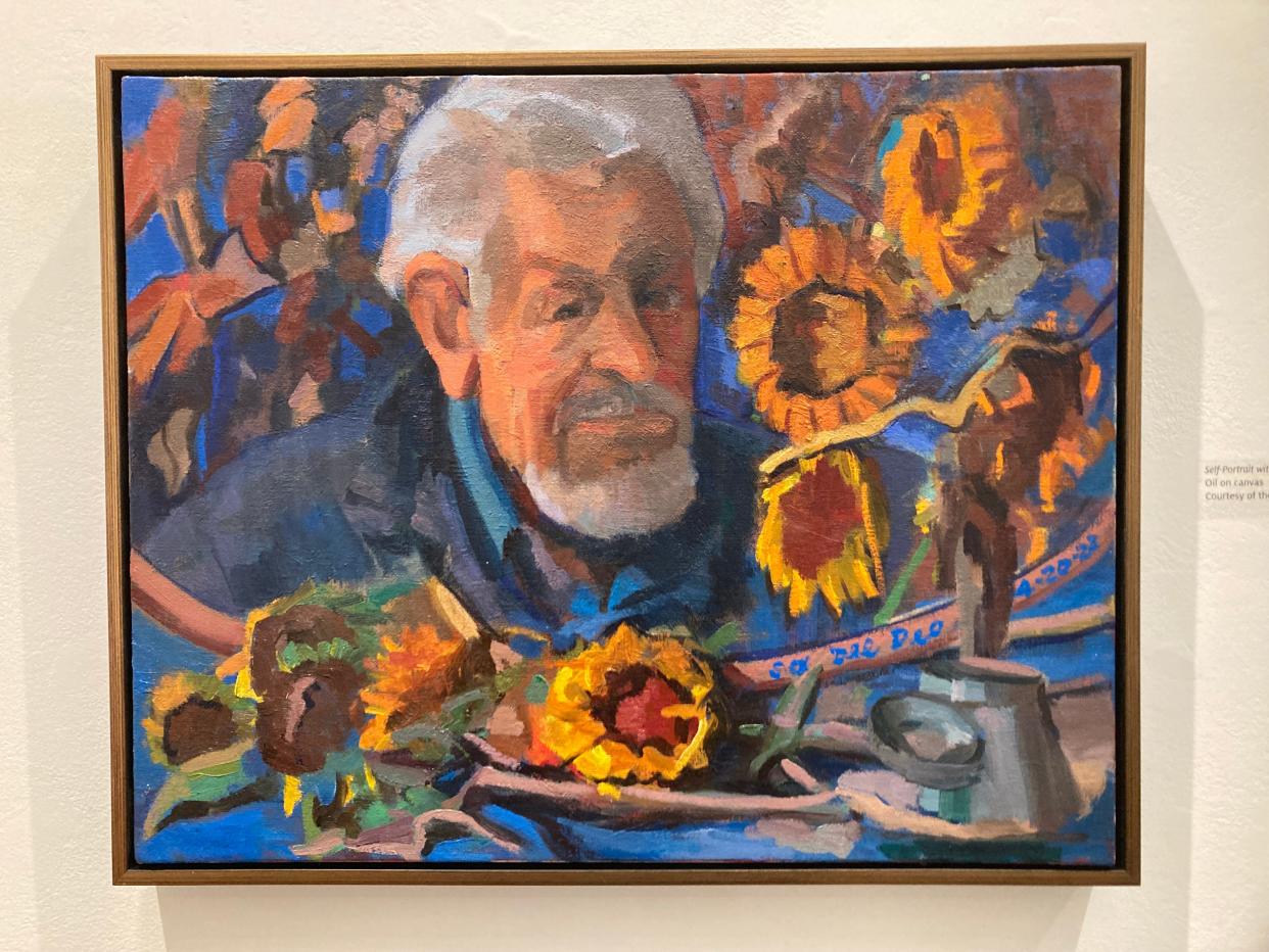 Self-portrait with Sunflowers (2023) by Salvatore Del Deo.