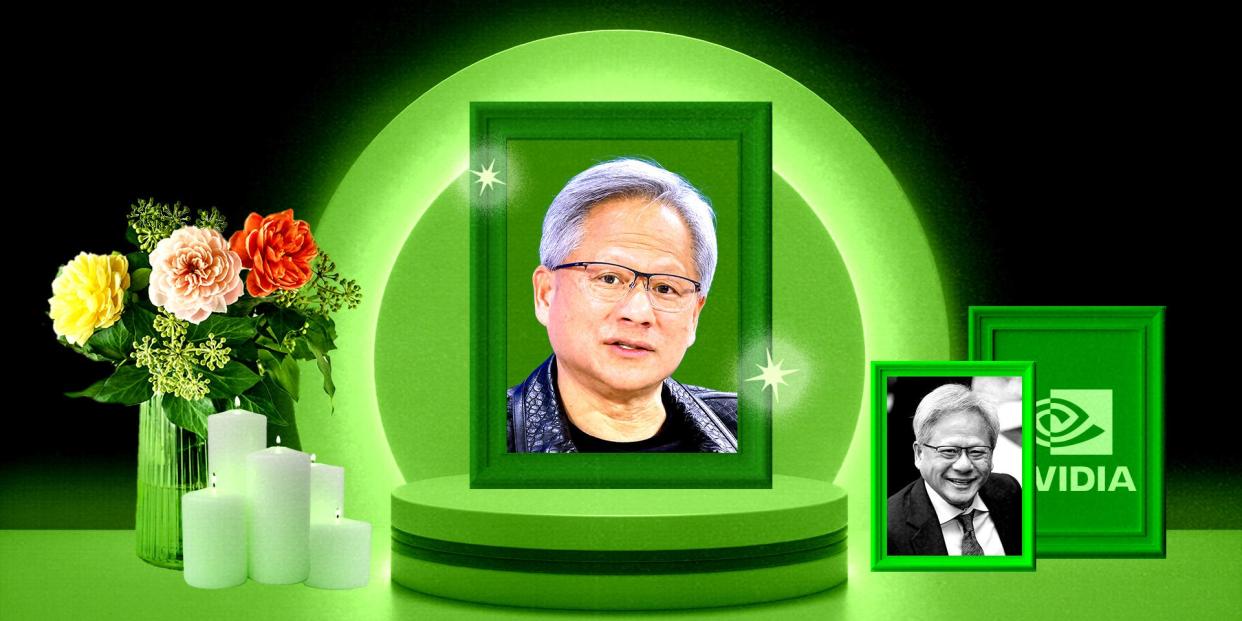 Photo collage of Jensen Huang.