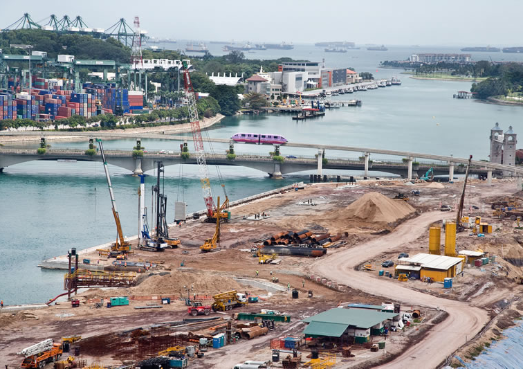 Land reclamation project at Sentosa Island. Credit: Impact of Land Reclamation in Singapore